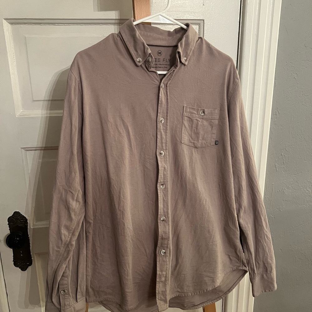 Free Fly Men's Taupe Button-Up Shirt